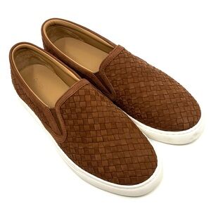 Quince NWOB Womens 100% Handwoven Leather Slip On Sneaker Cognac Shoes 10